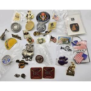 Vintage To Now LOT of Lapel Hat Pins Buttons Pinbacks Sports Travel Patriotic
